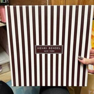 Henri Bendel Brown and White Striped Iconic Gift Box